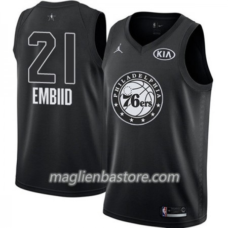 Maglia Philadelphia 76ers Joel Embiid 21 2018 All-Star Jordan Brand Nero Swingman - Uomo